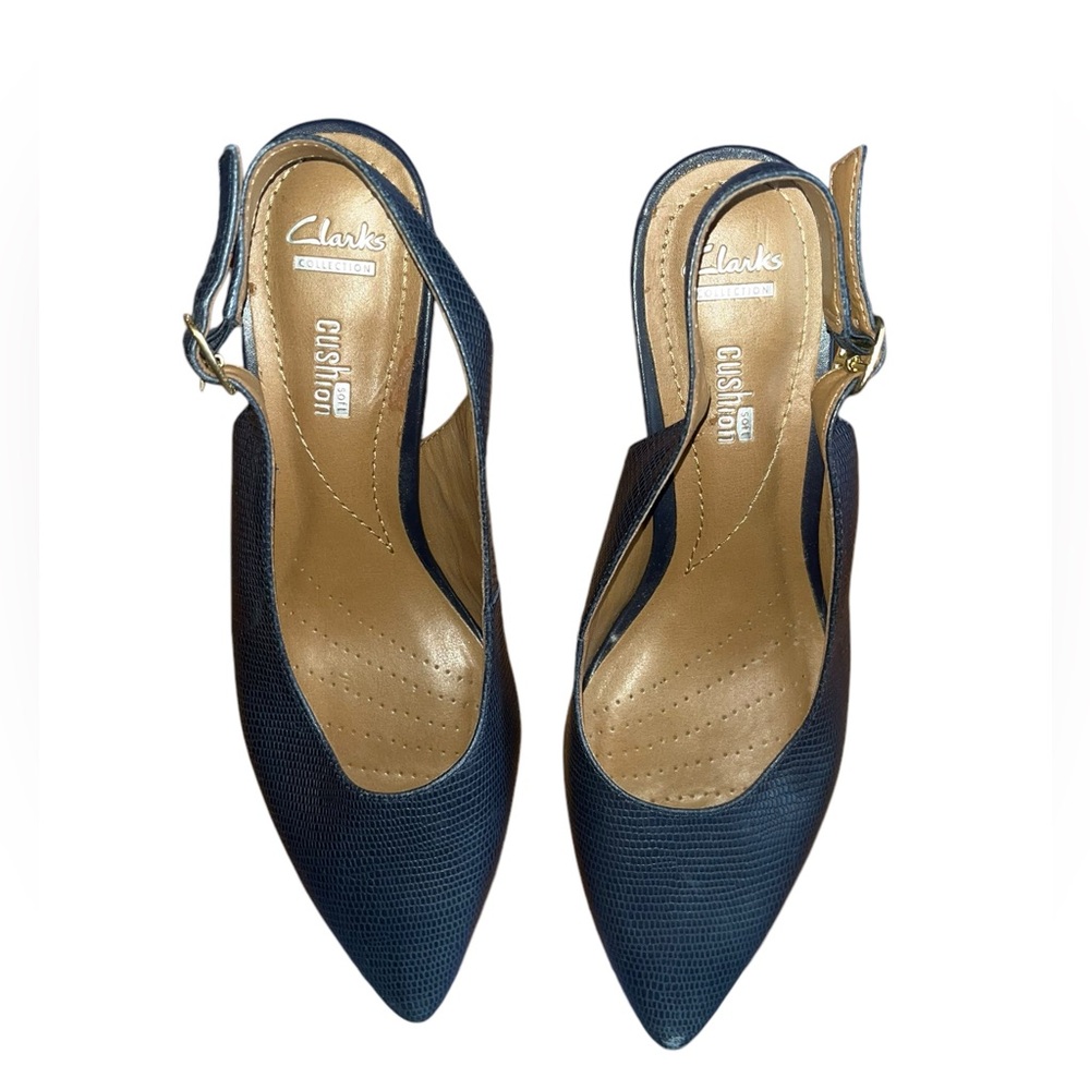 Clark’s Collection Navy Slingback Pumps Size 6.5 M - Picture 3 of 8